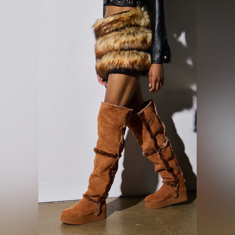 NWT AZALEA WANG ICELANDER BROWN FUR BOOT - Picture 8 of 16
